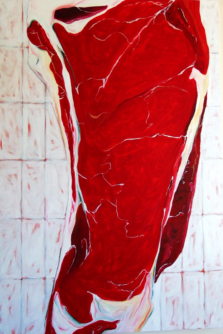 Deposta sul pavimento del macellaio - 2015 acrylyc on canvas 100x150 cm